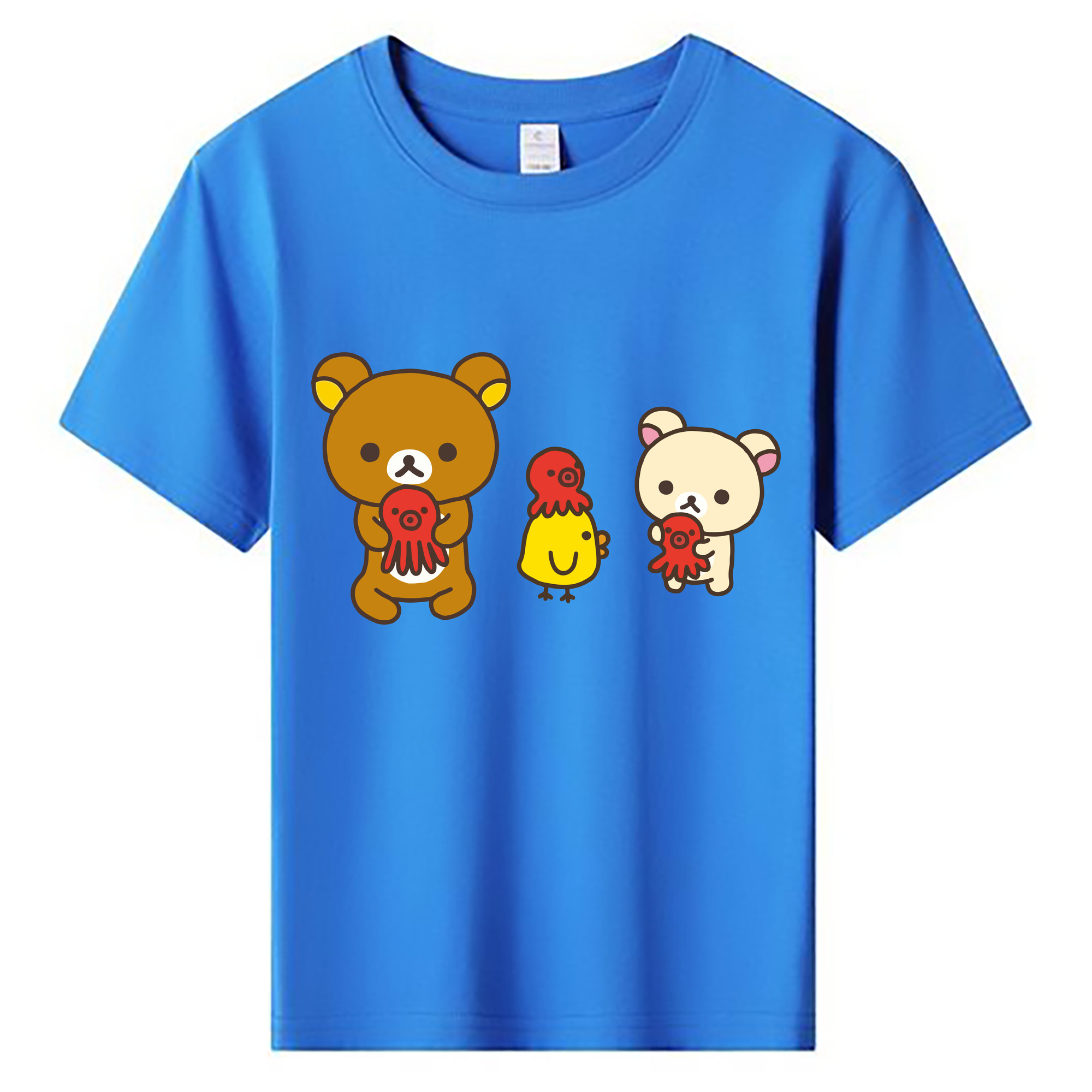 （画像用） リラックマ リラックマ キイロイトリ Rilakkuma Korilakkuma Kiiroitori 綿100％キッズTシャツ（フロントプリント）